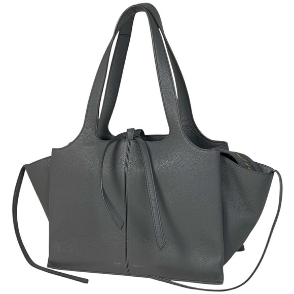 Celine Trifold Shoulder Bag Leather Gray - Picture 1 of 7